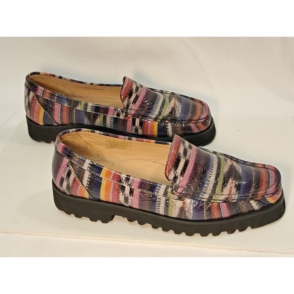 Ron White Size 40 EU/9.5 US Rita Leather Multicolored Loafer Vibram Lug Sole - Picture 7 of 8